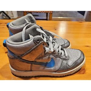 Women’s Nike Dunk 7.5 Silver Light Charcoal Turquoise 317814-041 - Glitter